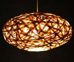 Handwoven Bamboo Pendant Light Boho Oval Lamp Shade
