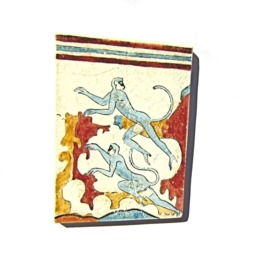 Blue Monkeys Fresco Painting From Santorini Thira , Museum Copy For Gift Her Exact National Museum - thumbnail 2