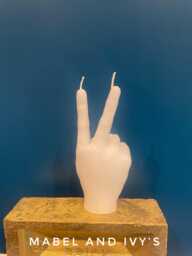 Two Finger Peace Sign Candle Soy Wax Sculpture, Funny Home Decor - 18cm - thumbnail 1
