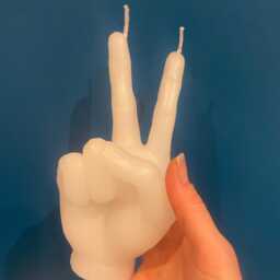 Two Finger Peace Sign Candle Soy Wax Sculpture, Funny Home Decor - 18cm - thumbnail 3