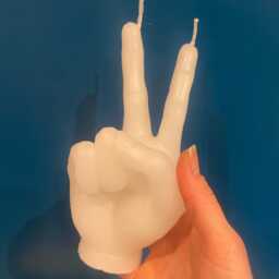 Two Finger Peace Sign Candle Soy Wax Sculpture, Funny Home Decor - 18cm - thumbnail 2