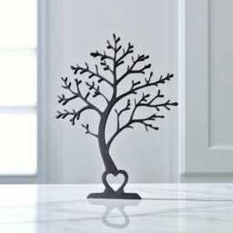 Minimalist Tree Silhouette Sculpture Heart Base, Modern Home Decor - thumbnail 3