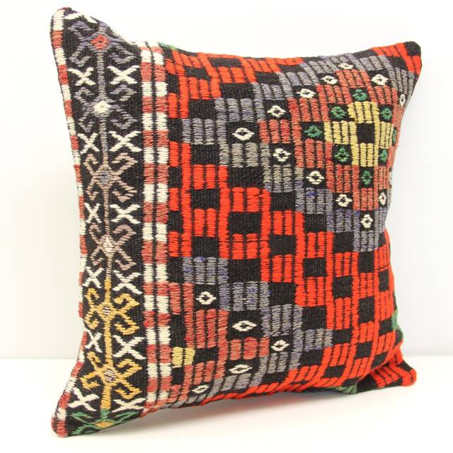 Handmade Kilim Pillow Cover 20x20, Retro Turkish Woven Cushion - image 1