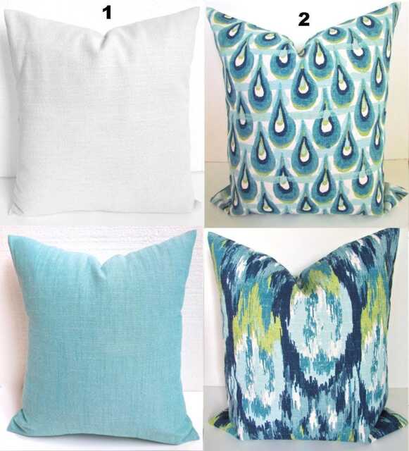 Blue Turquoise Navy Blue Throw Pillow Covers Lime Green .all Sizes. Home Decor Bedding - image 1