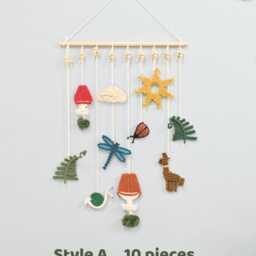 Macrame Forest Wall Hanging Wood Beads, Dragonfly, Leaf Decor - thumbnail 2