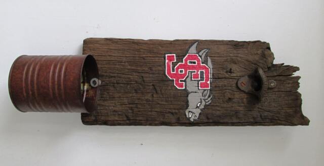 College Game Day Bottle Opener Wall Decor, Reclaimed Wood Sculpture, Rustic Metal Home Gift For Him, Her, Beer Bottle Opener - image 1