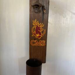 College Game Day Bottle Opener Wall Decor, Reclaimed Wood Sculpture, Rustic Metal Home Gift For Him, Her, Beer Bottle Opener - thumbnail 3