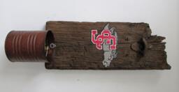 College Game Day Bottle Opener Wall Decor, Reclaimed Wood Sculpture, Rustic Metal Home Gift For Him, Her, Beer Bottle Opener - thumbnail 1