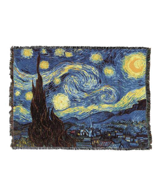 starry Night Woven Tapestry Throw Blanket By Vincent Van Gogh, Large Soft Comforting, Artistic Textured Design 100% Cotton Made in Usa 72x54 - image 1