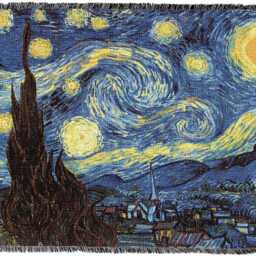 starry Night Woven Tapestry Throw Blanket By Vincent Van Gogh, Large Soft Comforting, Artistic Textured Design 100% Cotton Made in Usa 72x54 - thumbnail 3