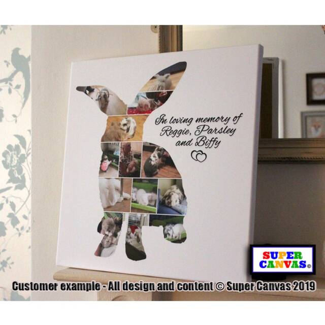 Bunny Rabbit Pet Custom Shape Picture Photo Collage Display Board Framed Canvas Print Gift For Owner Memorial Birthday Christmas - image 1