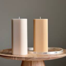 Ribbed Pillar Soy Wax Candle - Handmade Home Decor - thumbnail 1
