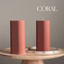 Ribbed Pillar Soy Wax Candle - Handmade Home Decor - thumbnail 3
