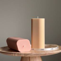 Ribbed Pillar Soy Wax Candle - Handmade Home Decor - thumbnail 2