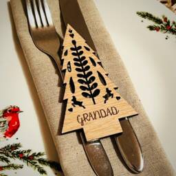 Christmas Tree Personalised Place Card Name Gift Tag , Personalized Table Decoration, Luxury Guest Name, Custom Placecard Gold