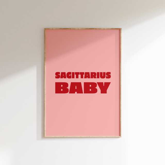 Sagittarius Baby Print Retro Star Sign Astrology Poster - image 1