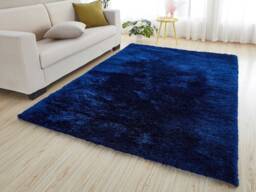 New Navy Blue Thick Silky Soft Shag Pile Rug Modern Luxurious High Quality Mats