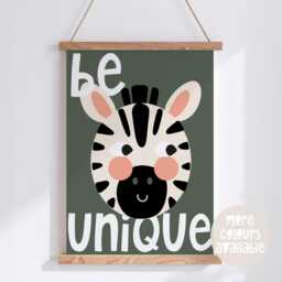 Be Unique Zebra Print -- Safari Nursery Print, Jungle Decor, Playroom Bedroom, Unframed - thumbnail 1