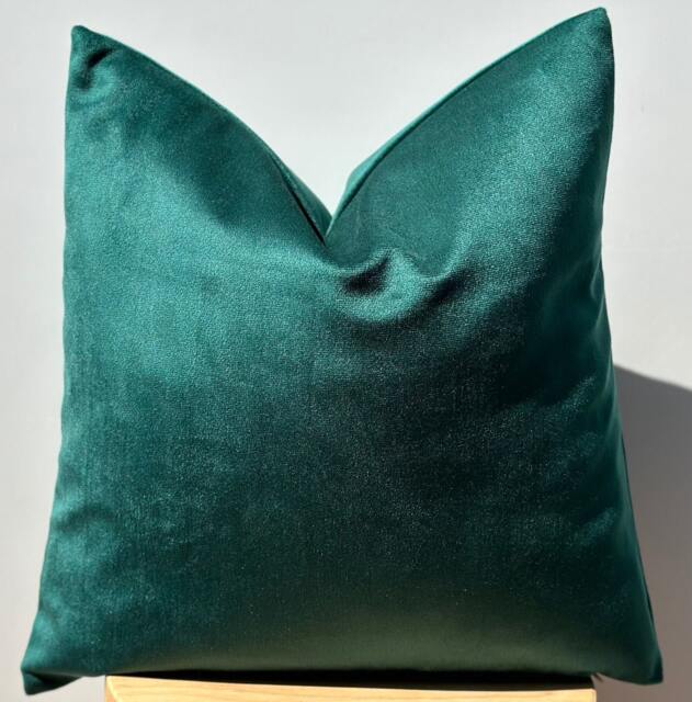 Emerald Green Velvet Pillow Cover, Soft Cotton Euro Sham Pillowcase - image 1