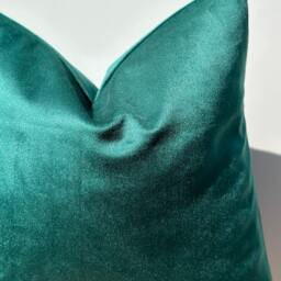 Emerald Green Velvet Pillow Cover, Soft Cotton Euro Sham Pillowcase - thumbnail 3