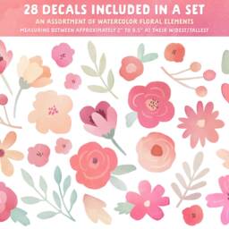 Flower Wall Decals - Nursery Decor, Watercolor Floral Art, Kids Room Decal, Reusable & Removable Stickers - thumbnail 2