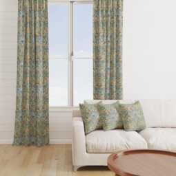 Custom Made William Morris Strawberry Thief Sky Blackout/Lining Curtains Pinch /Triple/Double Pleat - thumbnail 1