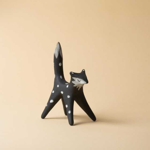 Black Stoneware Clay Wolf Handcrafted Ceramic Figurine - image 1