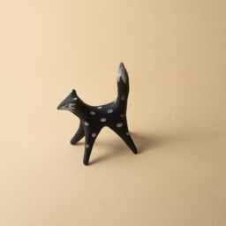 Black Stoneware Clay Wolf Handcrafted Ceramic Figurine - thumbnail 3