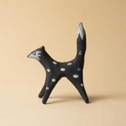 Black Stoneware Clay Wolf Handcrafted Ceramic Figurine - thumbnail 4
