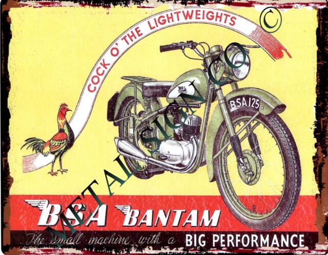 Bsa Bantam Motorcycle Metal Sign Retro British Bike Wall Art