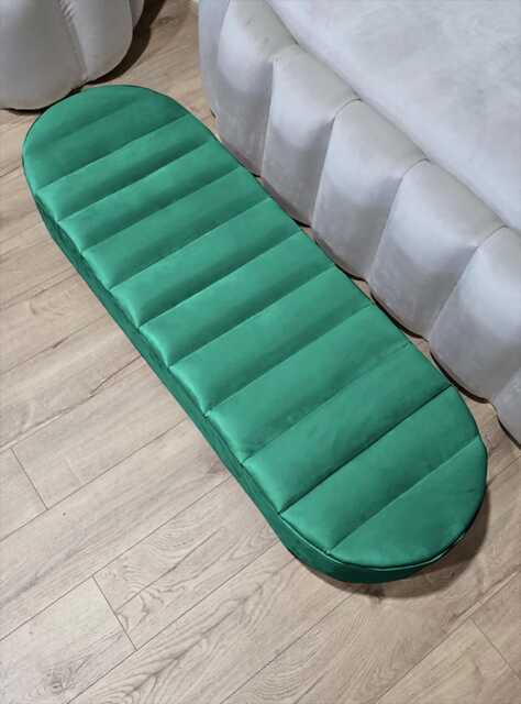 Olivia Green Coffee Table Bench, Line Panel Lid Storage Footstool Bench Seat Pouffe Footrest Window Bay Bed End Made in UK - image 1