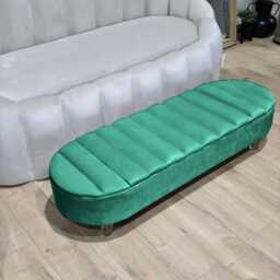 Olivia Green Coffee Table Bench, Line Panel Lid Storage Footstool Bench Seat Pouffe Footrest Window Bay Bed End Made in UK - thumbnail 3