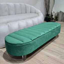 Olivia Green Coffee Table Bench, Line Panel Lid Storage Footstool Bench Seat Pouffe Footrest Window Bay Bed End Made in UK - thumbnail 2
