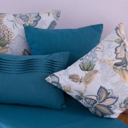 Green, Turquoise, & Beige Patterned Cushion Cover, Pure Natural Fiber, Many Sizes - thumbnail 2