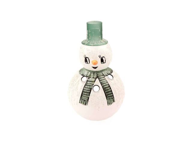 Czech Green Snowman Blown Glass Christmas Candle Holder Decoration - image 1