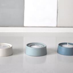 Light Turquoise Ceramic Candle Holder, Tealight Holder Set, Modern Minimalist Tealight, Modern, Shabbat Candlestick - thumbnail 2