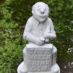Humorous Garden Statue Save Water Drink Gin' Concrete Sculpture Fun Outdoor Man With Sign Cement Bar Gift Idea Quirky Yard Ornament - thumbnail 2