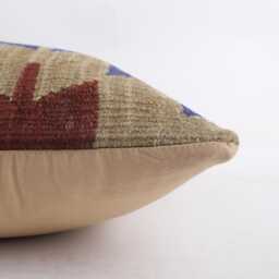 Handmade Turkish Kilim Pillow Embroidered Wool Cushion Cover - 18''x18'' - thumbnail 4