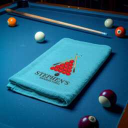 Personalised Snooker Hand Towel - Custom Embroidered Name Or Text With Design Luxury Cotton Sports - thumbnail 3