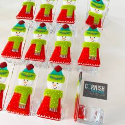 Fused Glass Snowman Candle Holder Christmas Decoration - Cornish Glass, Fused Glass Cornwall - thumbnail 3