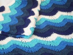 Ocean Waves Crochet Blanket Blue Ripple Afghan