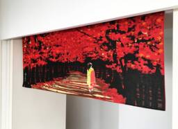 Kyoto Geisha Tapestry Fabric, Geisha Japanese Tenugui Handmade Noren Curtain, Wall Decoration, Door Curtain - thumbnail 1