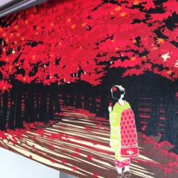 Kyoto Geisha Tapestry Fabric, Geisha Japanese Tenugui Handmade Noren Curtain, Wall Decoration, Door Curtain - thumbnail 3