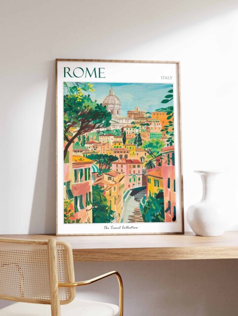 Rome Travel Poster Italian Cityscape Art Print - image 1