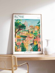 Rome Travel Poster Italian Cityscape Art Print - thumbnail 1