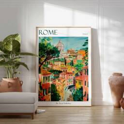 Rome Travel Poster Italian Cityscape Art Print - thumbnail 2