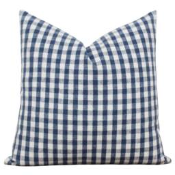 Blue Plaid Pillow Cover Farmhouse Spring Traditional Designer Handmade Throw - Lincoln - thumbnail 3