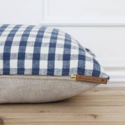 Blue Plaid Pillow Cover Farmhouse Spring Traditional Designer Handmade Throw - Lincoln - thumbnail 2