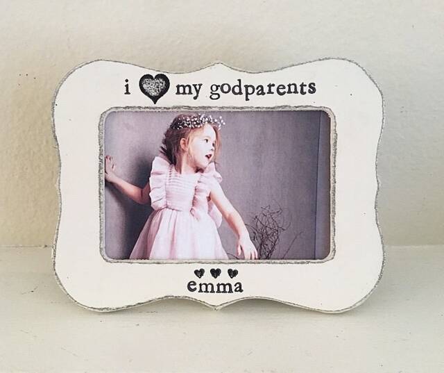 Personalized Godparents Picture Frame Hand Stamped 4x6 Photo Gift - image 1