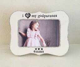 Personalized Godparents Picture Frame Hand Stamped 4x6 Photo Gift - thumbnail 1